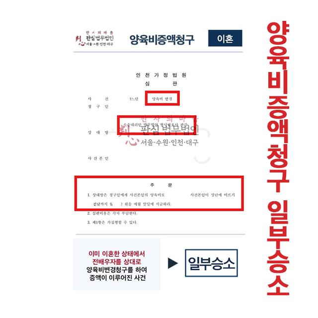 전 배우자 상대로 양육비변경청구하여 일부승소